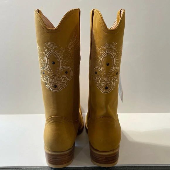 Jar Boots "NEW" Camel Color Embroidered Square Toe Mid Calf Pull On Boots Size 9 - Picture 7 of 10